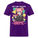 Just a Girl Who Loves Anime shirt Best Gift Cute Beautiful Anime Lovers T-Shirt - purple