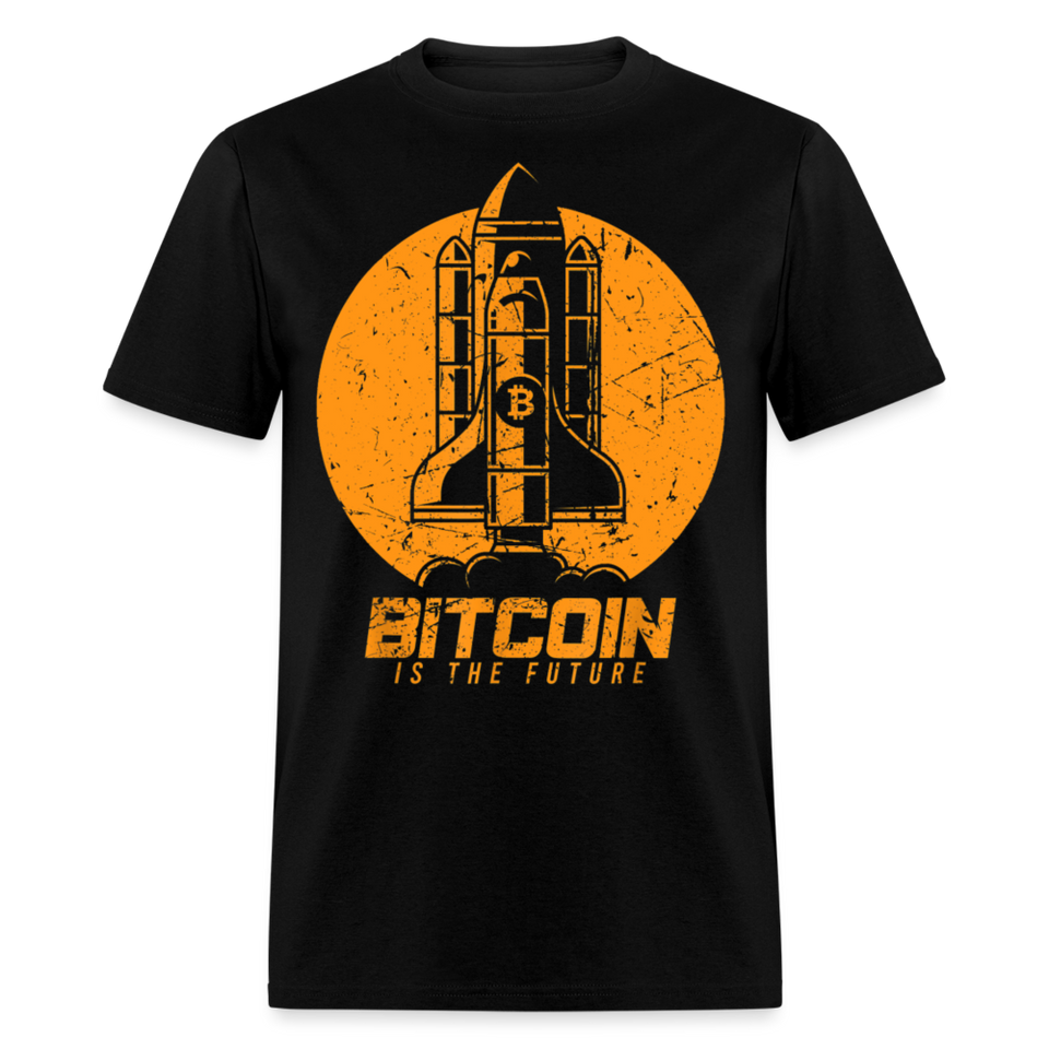Bitcoin is The Future shirt BTC Spaceship Crypto Currency T-Shirt size S-6XL - black