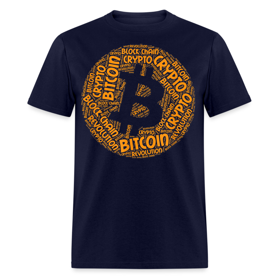 Bitcoin Crypto Revolution shirt Cryptocurrency BTC Block Chain TShirt Size S-6XL - navy