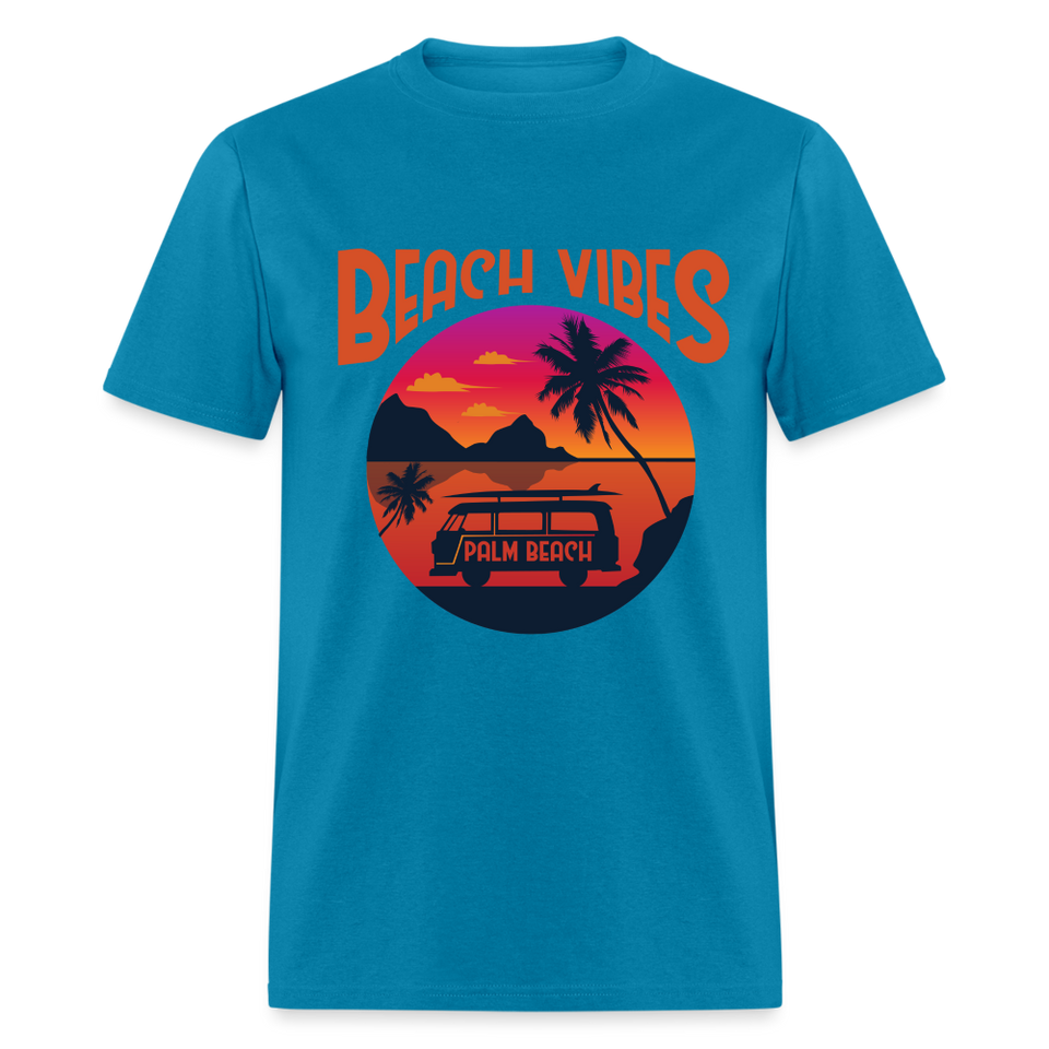Beach Vibes shirt Palm Beach Surf Board Surfer Surfing T-Shirt Size S-6XL - turquoise