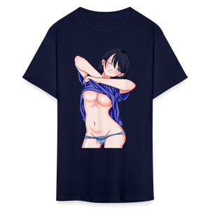 Manga Anime Waifu Japanese sexy Girl Ahegao Cosplay Hentai Ecchi T-Shirt - navy