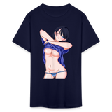 Manga Anime Waifu Japanese sexy Girl Ahegao Cosplay Hentai Ecchi T-Shirt - navy