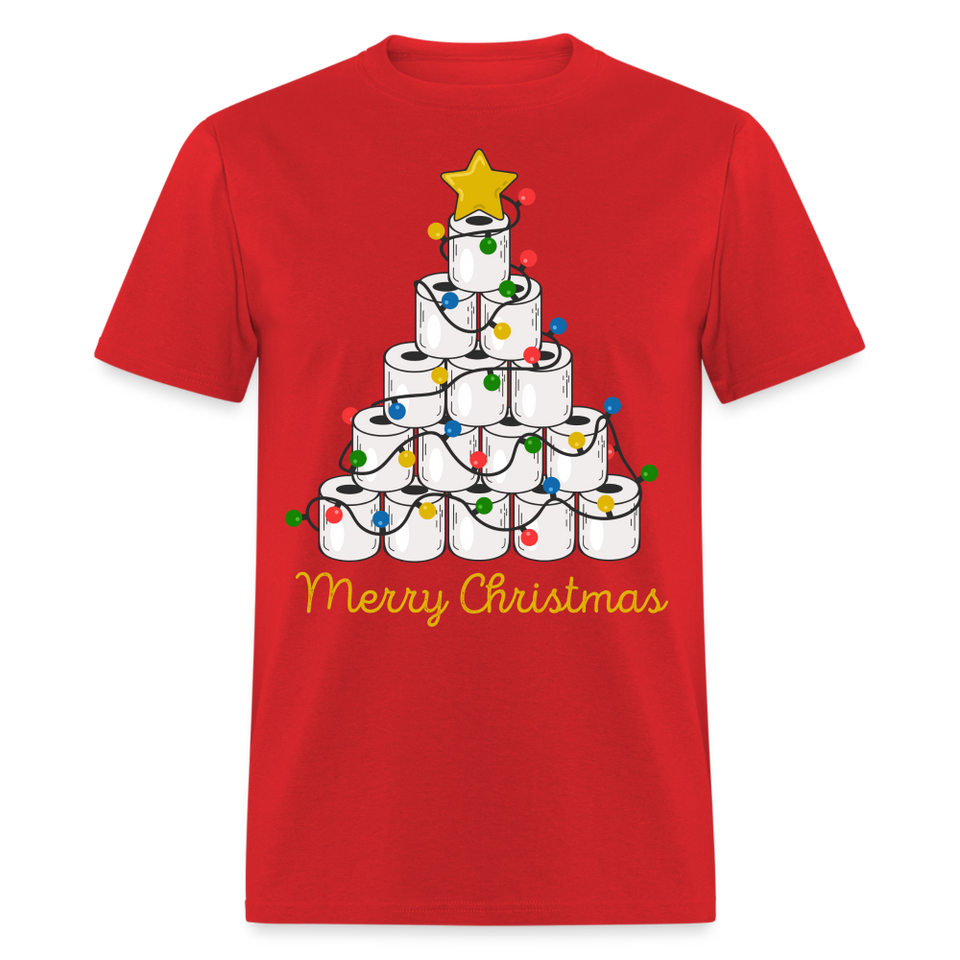 Funny Merry Quarantine Christmas Toilet Paper shirt Xmas Family T-Shirt - red