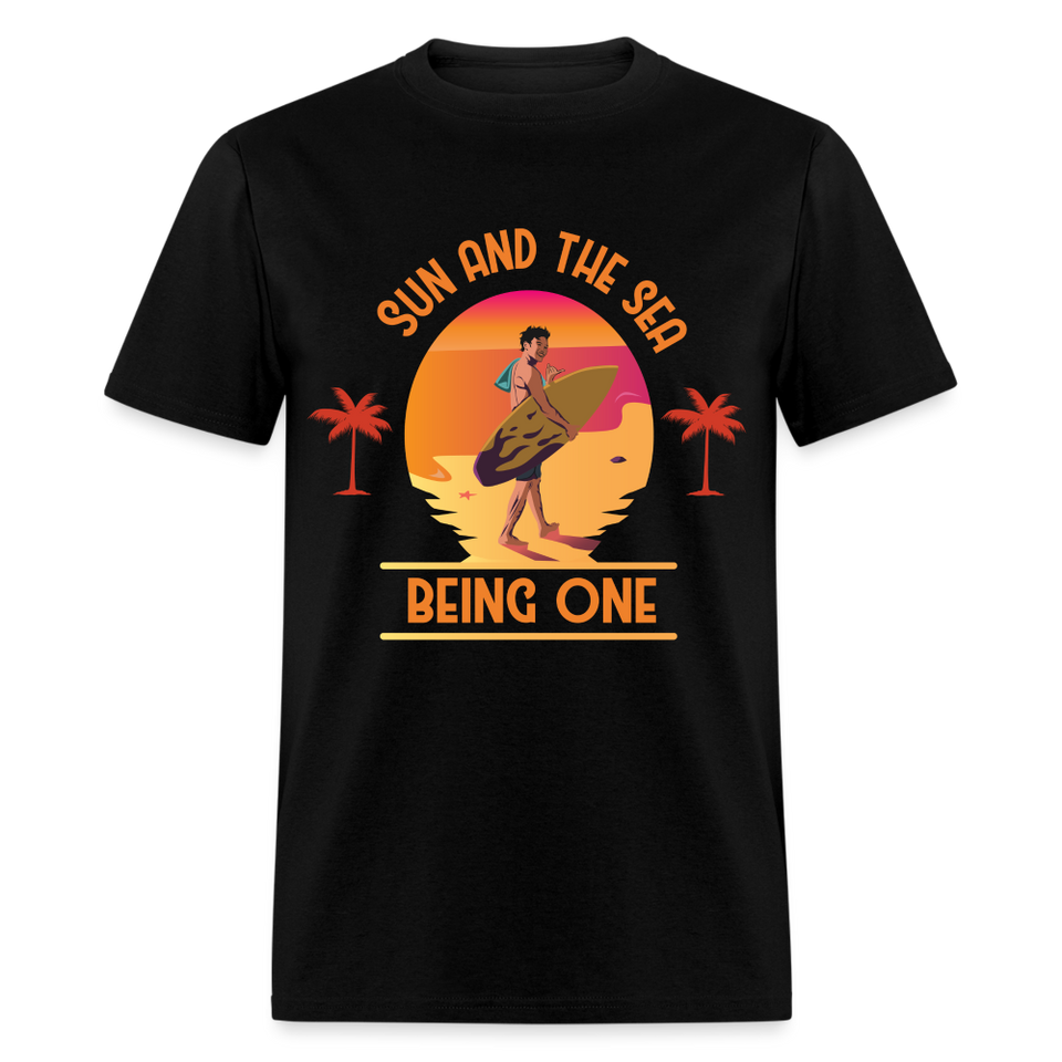 Sun and the Sea Being One shirt Ocean Beach Sunset Lover Surfing T-Shirt S-6XL - black