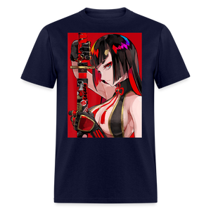 Anime Sexy Ecchi Girl shirt Samurai Waifu Japanese Aesthetic Otaku Kawaii TShirt - navy