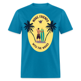 Make Friends with the Waves shirt Beach Surfing Lover T-Shirt Size S-6XL - turquoise
