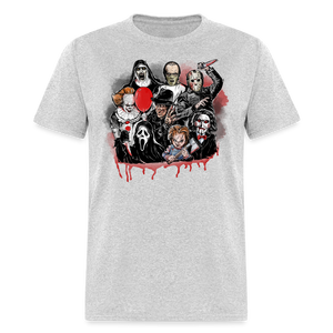 Horror Characters Friends Halloween Tee Shirt Scary Movie Horror Friends T-shirt - heather gray