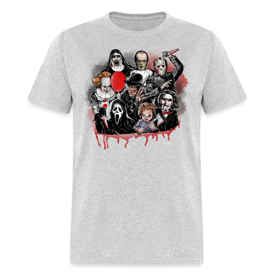 Horror Characters Friends Halloween Tee Shirt Scary Movie Horror Friends T-shirt - heather gray