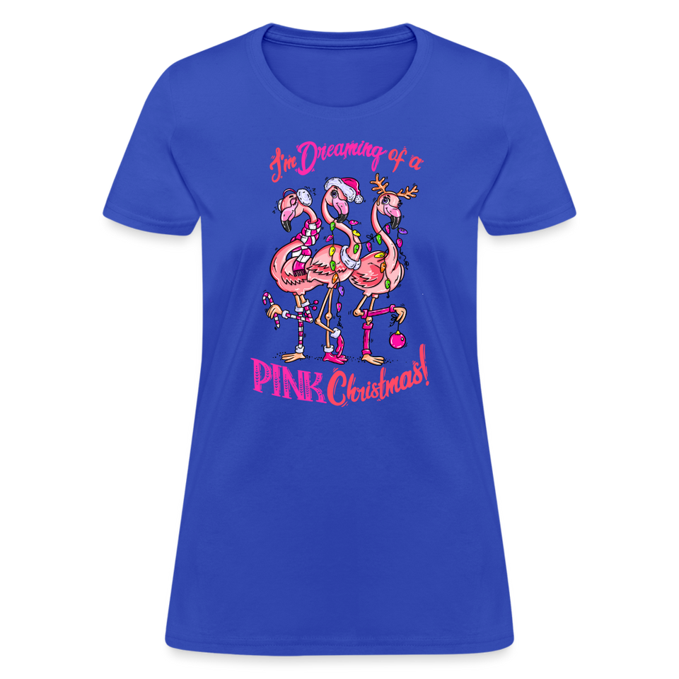 I'm Dreaming of a Pink Christmas Shirt Flamingo Bird Women's T-Shirt - royal blue