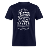 Sinned punishment is death shirt Catholic Religious Jesus Faith T-Shirt size S-6XL - navy