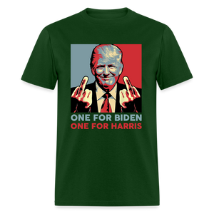 One for Biden One for Harris shirt Funny Trump Middle Finger Anti-Biden T-shirt - forest green