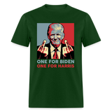 One for Biden One for Harris shirt Funny Trump Middle Finger Anti-Biden T-shirt - forest green