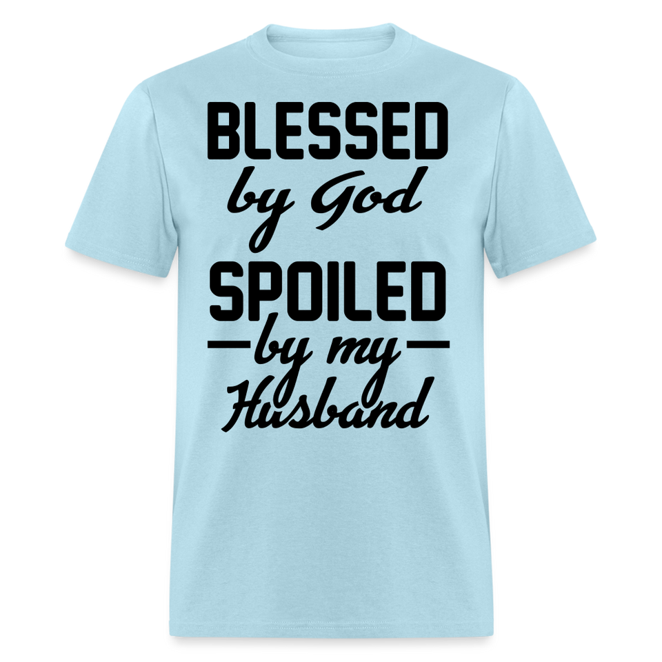 Blessed by God shirt Catholic Religious T-Shirt size S-6XL - powder blue