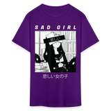 Sad Anime Emo Girl - Japanese Aesthetic Vaporwave Anime Otaku Sadness T-Shirt - purple