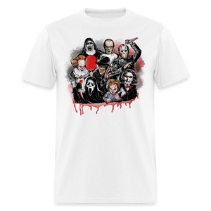 Horror Characters Friends Halloween Tee Shirt Scary Movie Horror Friends T-shirt - white
