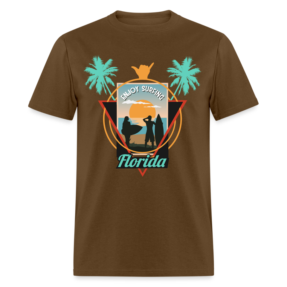 Enjoy Surfing Florida shirt Surfboard Surfing Ocean Sunset T-Shirt Size S-6XL - brown