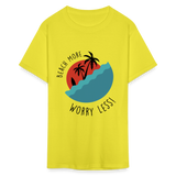 Beach More Worry Less shirt Surf board Surfer T-Shirt Size S-6XL - yellow