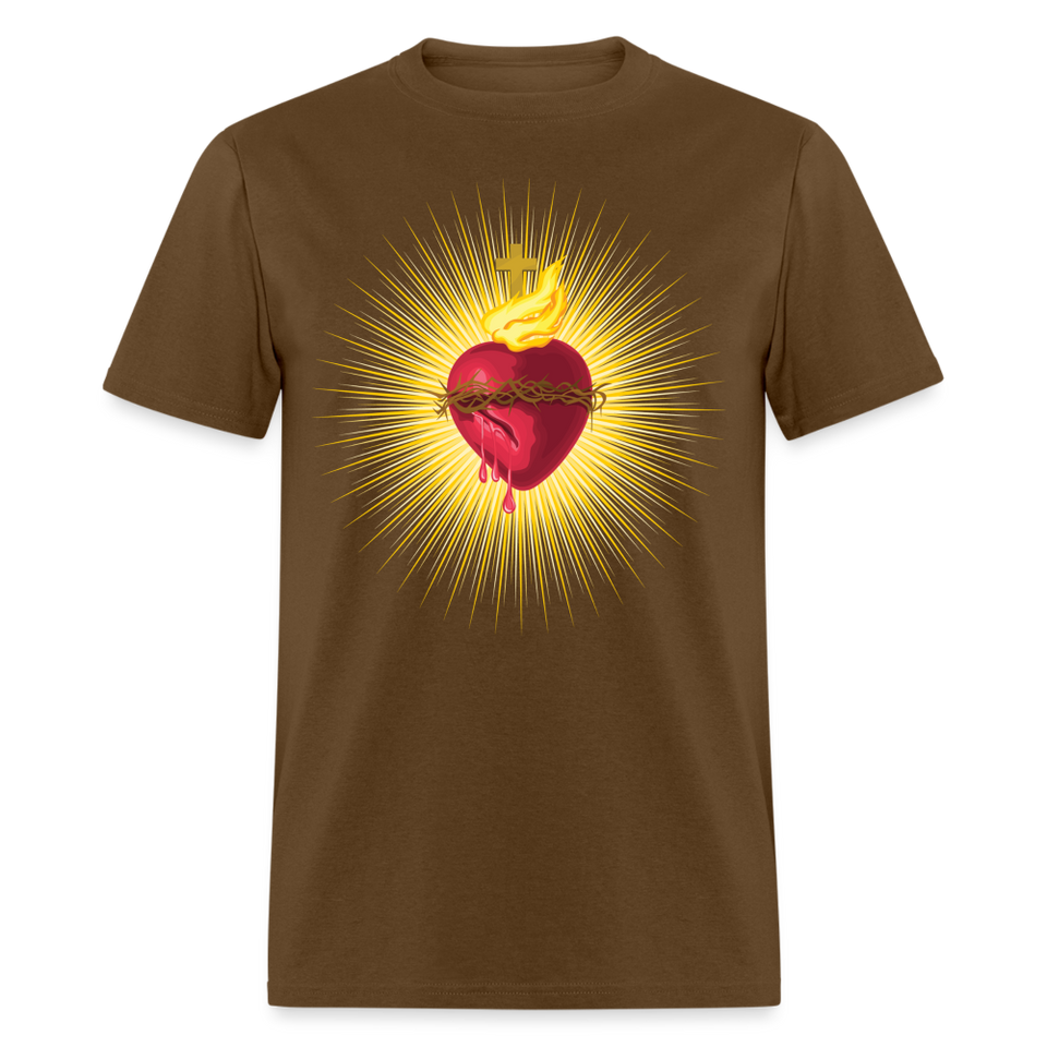 The Sacred Heart of Jesus Christ Shirt Religious Catholic T-shirt Size S-6XL - brown