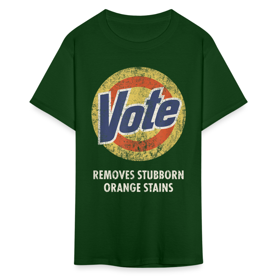 Anti-Trump Vote Shirt Removes Stubborn Orange Stains Funny Detergent T-Shirt - forest green
