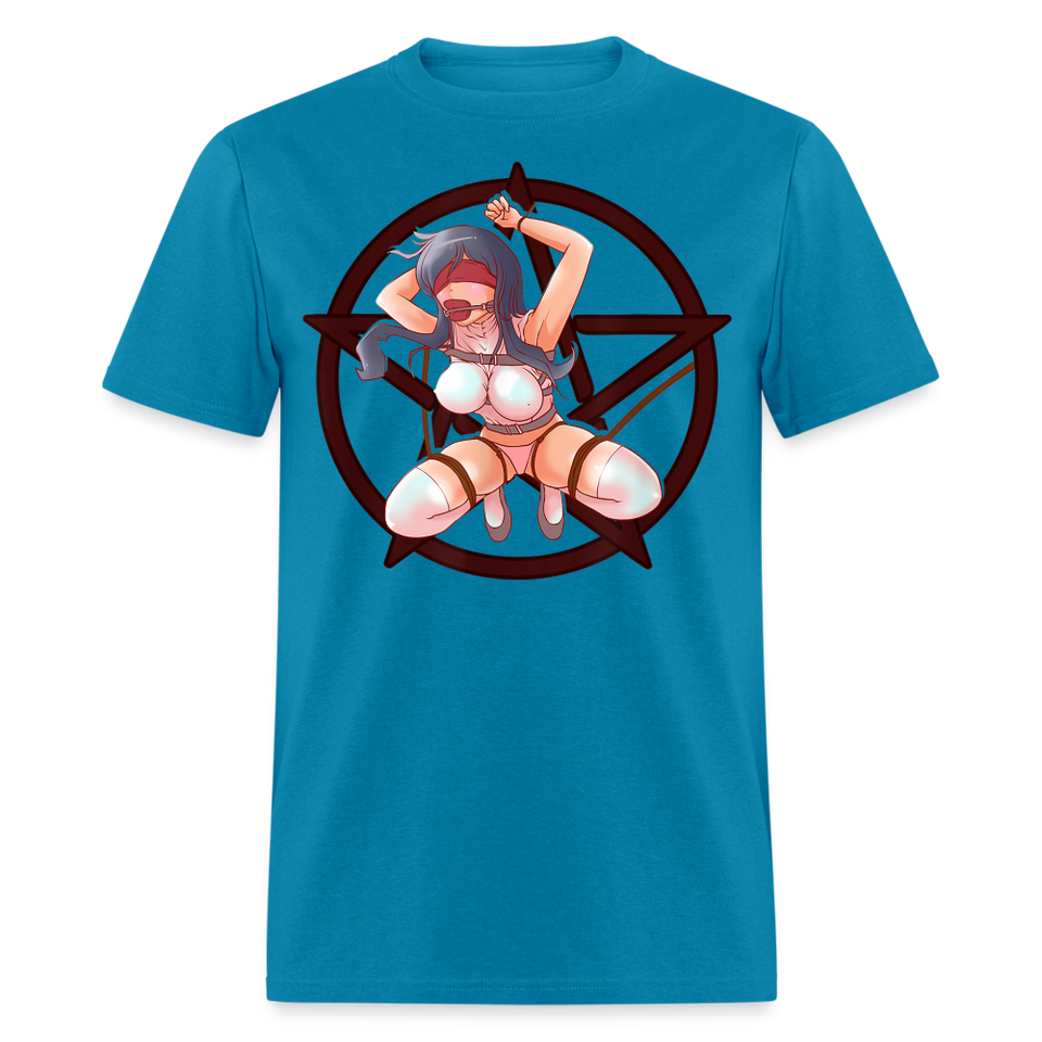Anime Bondage BDSM shirt Manga Anime Waifu japanese Girl Ahegao T-Shirt - turquoise