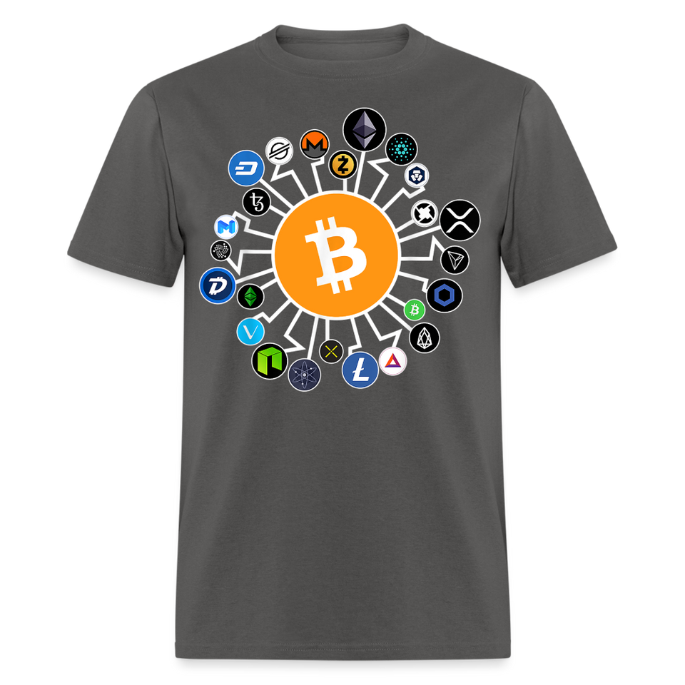Bitcoin shirt BTC ETH LTC XMR Hodlers Decentralized Crypto Altcoin T-Shirt S-6XL - charcoal