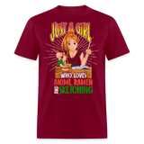 Just A Girl Who Loves Anime Ramen and Sketching shirt Cute Waifu Ecchi T-Shirt - burgundy