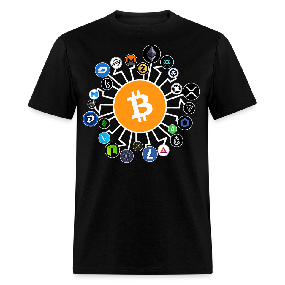 Bitcoin shirt BTC ETH LTC XMR Hodlers Decentralized Crypto Altcoin T-Shirt S-6XL - black