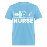 Nurses cap, stethoscope, syringe shirt Nursing Gift T-Shirt size S-6XL - aquatic blue