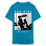 Sad Anime Emo Girl - Japanese Aesthetic Vaporwave Anime Otaku Sadness T-Shirt - turquoise