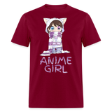 Kawaii Anime Girl Kawaii Clothes Cute Girl With Kitty Ears T-Shirt - burgundy