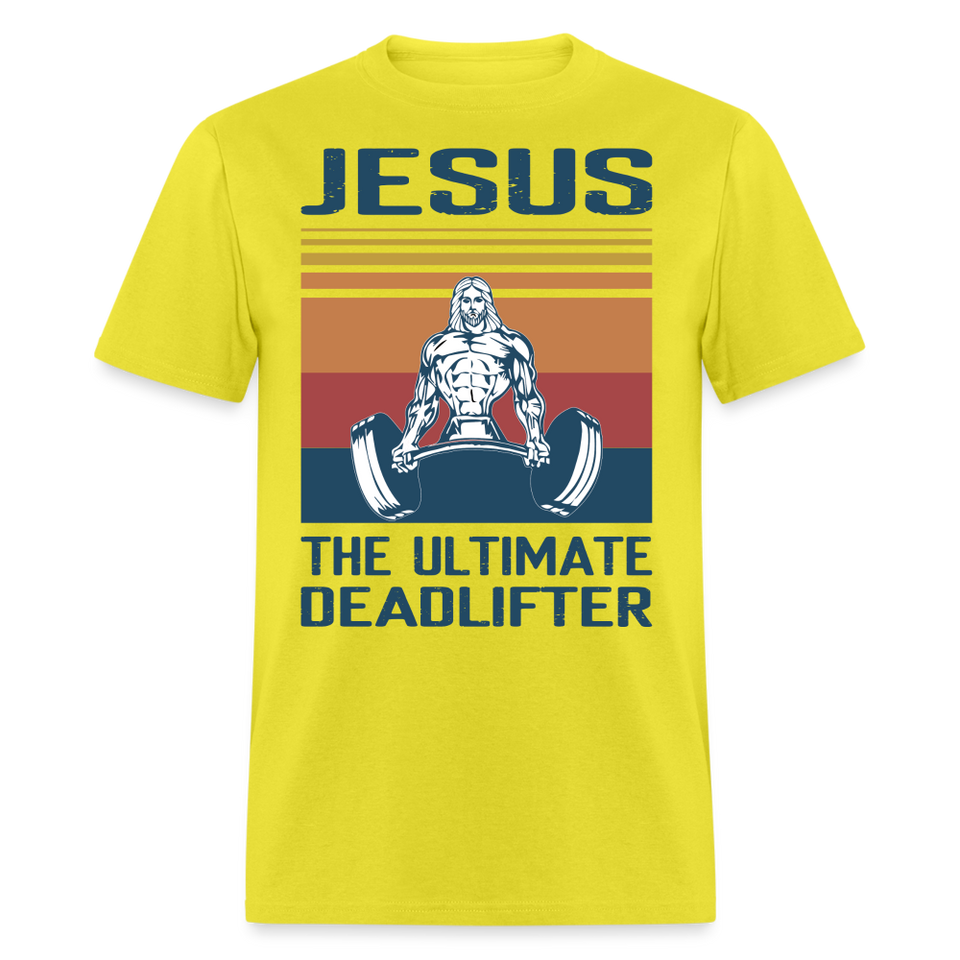 Jesus the ultimate deadlifter shirt Catholic Religious Gym T-Shirt size S-6XL - yellow