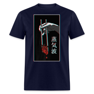 Japanese Futurism Heart Chop Sticks shirt Anime Retro T-Shirt Size S-6XL - navy