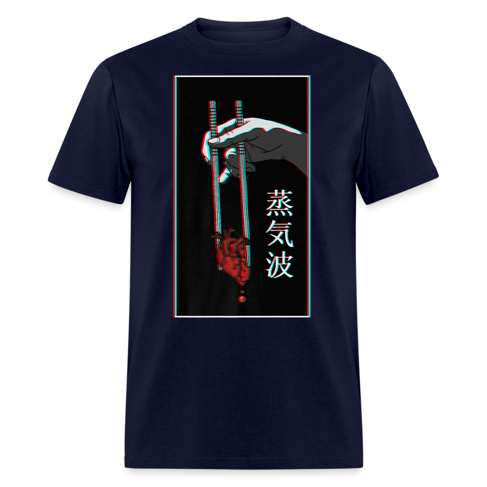 Japanese Futurism Heart Chop Sticks shirt Anime Retro T-Shirt Size S-6XL - navy