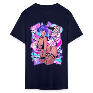 Pretty Anime Cute Demon shirt Sexy Devil Girl Ahegao Hentai Ecchi T-Shirt - navy