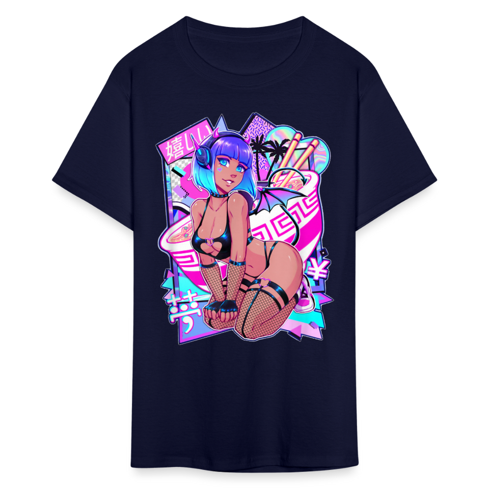 Pretty Anime Cute Demon shirt Sexy Devil Girl Ahegao Hentai Ecchi T-Shirt - navy