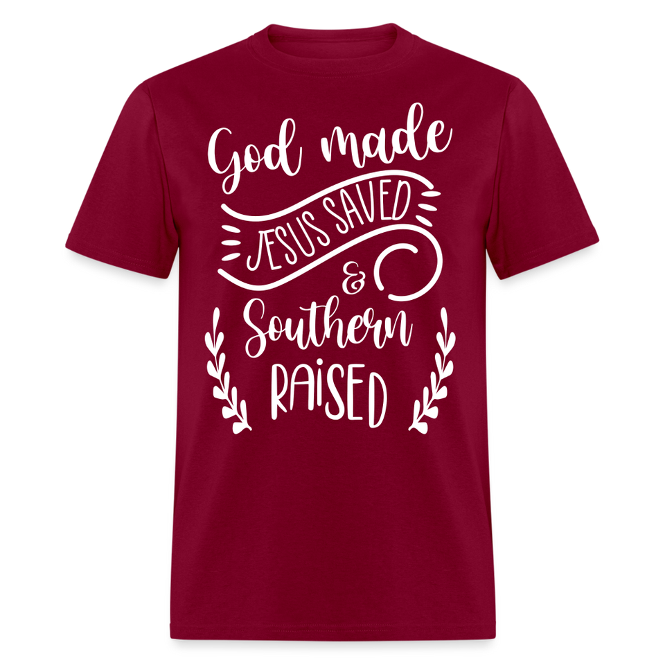 God made Jesus saved shirt Catholic Religious T-Shirt size S-6XL - burgundy