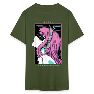 Sexy Ecchi Girl shirt Vaporwave Crazy Waifu Lewd Anime Girl T-Shirt Size S-6XL - military green