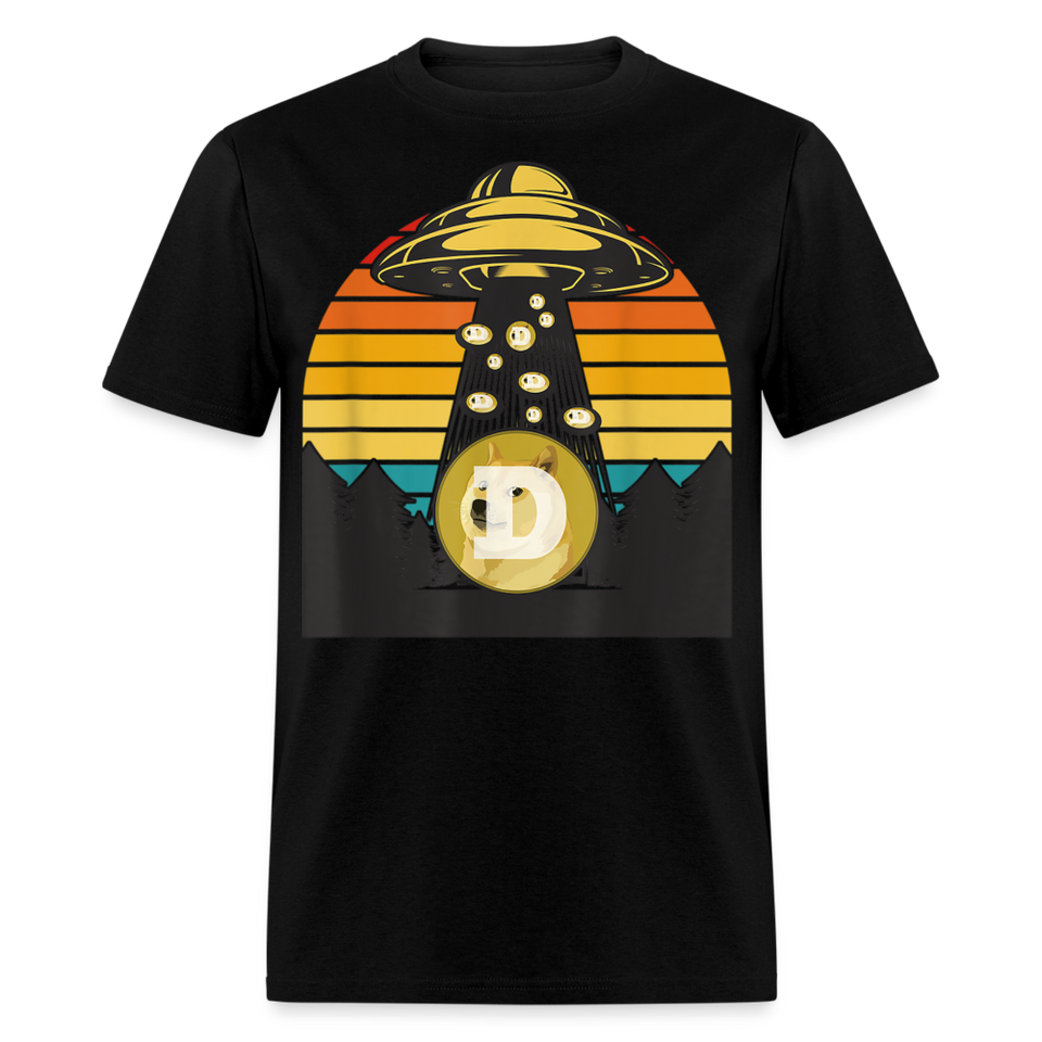 Dogecoin To the Moon shirt Doge HODL Rocket Crypto Meme UFO T-Shirt Size S-6XL - black