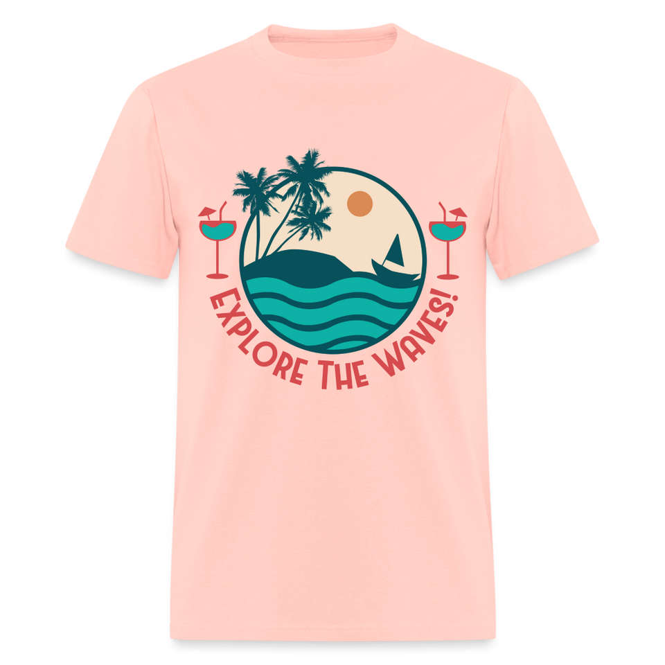 Explore the Waves shirt Surfboard Surfing Ocean Sunset Boat Wine T-Shirt S-6XL - blush pink 