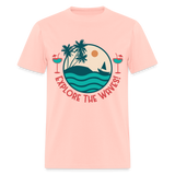 Explore the Waves shirt Surfboard Surfing Ocean Sunset Boat Wine T-Shirt S-6XL - blush pink 