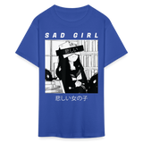 Sad Anime Emo Girl - Japanese Aesthetic Vaporwave Anime Otaku Sadness T-Shirt - royal blue