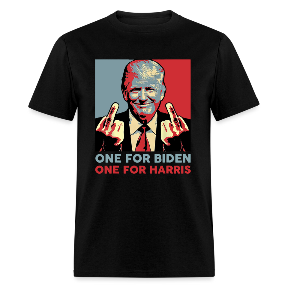 One for Biden One for Harris shirt Funny Trump Middle Finger Anti-Biden T-shirt - black