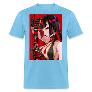 Anime Sexy Ecchi Girl shirt Samurai Waifu Japanese Aesthetic Otaku Kawaii TShirt - aquatic blue