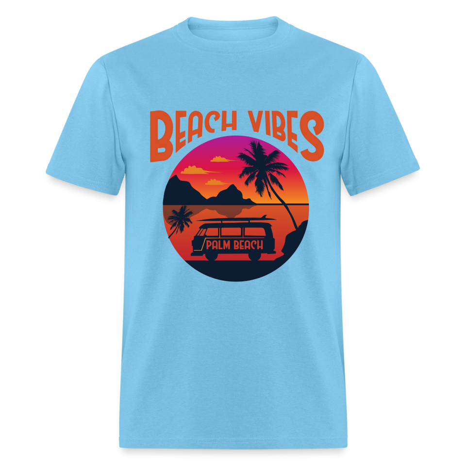 Beach Vibes shirt Palm Beach Surf Board Surfer Surfing T-Shirt Size S-6XL - aquatic blue