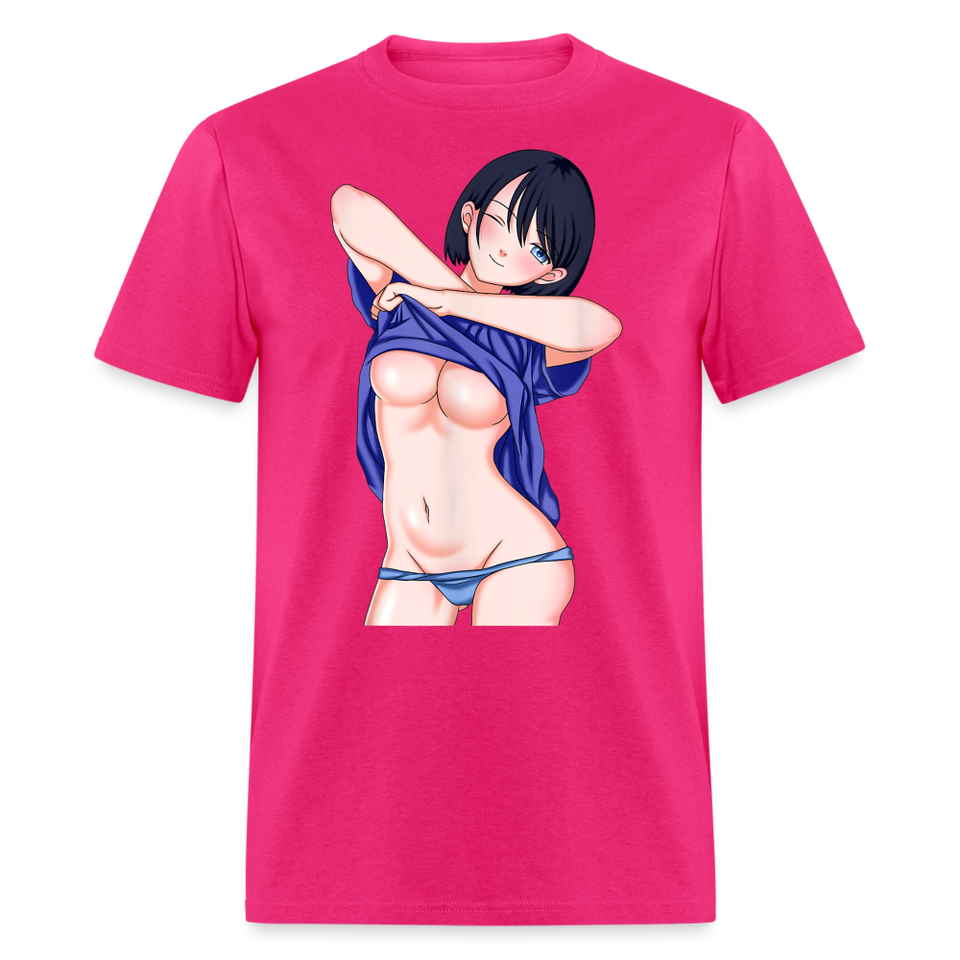 Manga Anime Waifu Japanese sexy Girl Ahegao Cosplay Hentai Ecchi T-Shirt - fuchsia