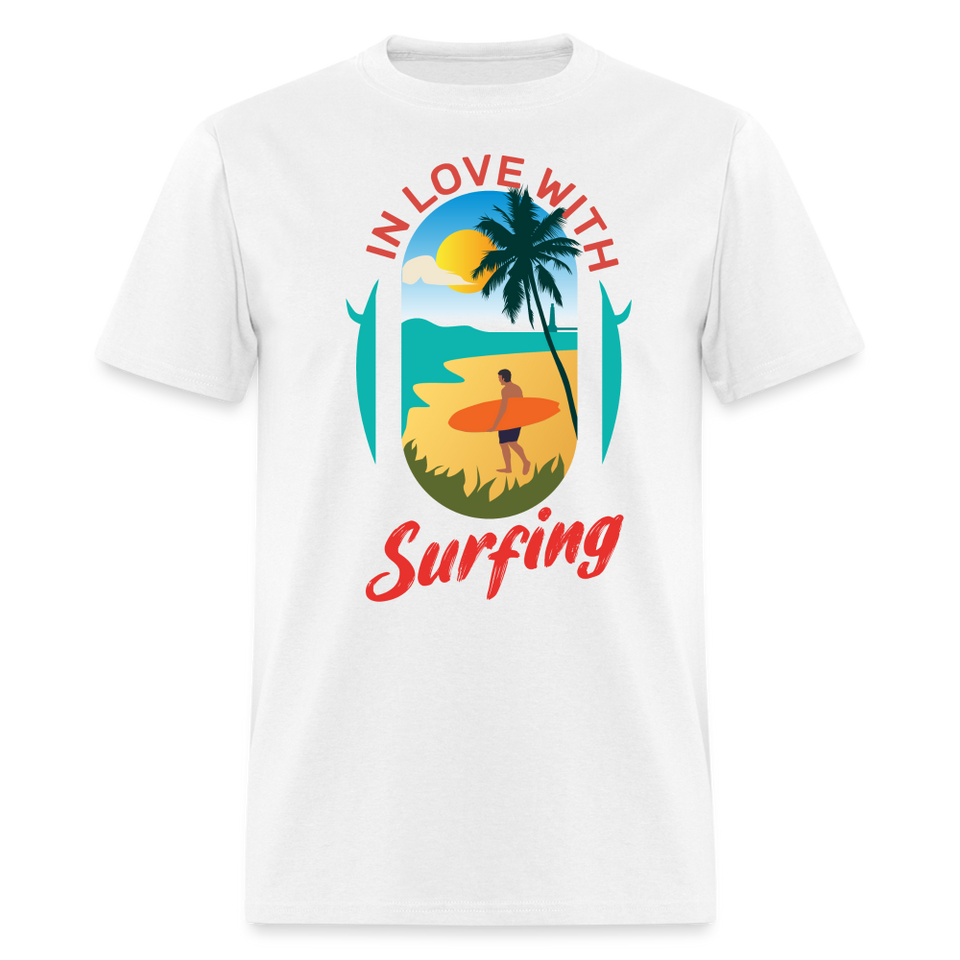 In Love with Surfing shirt Westcoast California Surfer T-Shirt Size S-6XL - white