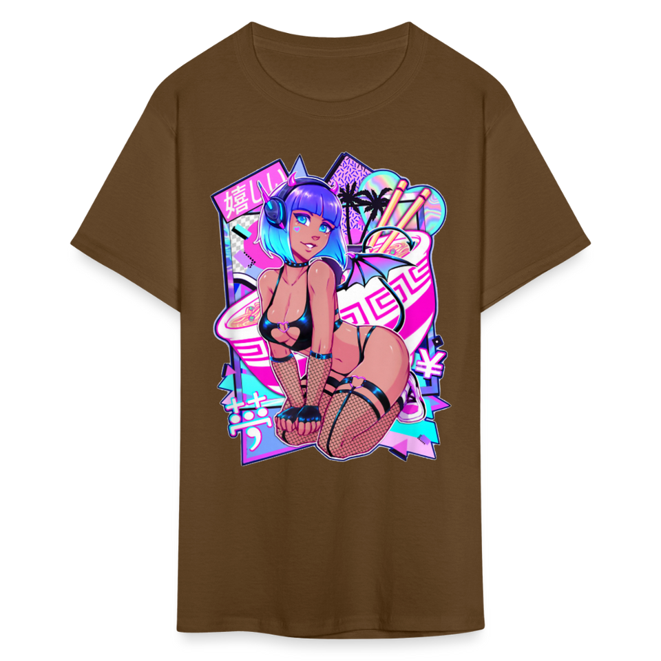 Pretty Anime Cute Demon shirt Sexy Devil Girl Ahegao Hentai Ecchi T-Shirt - brown