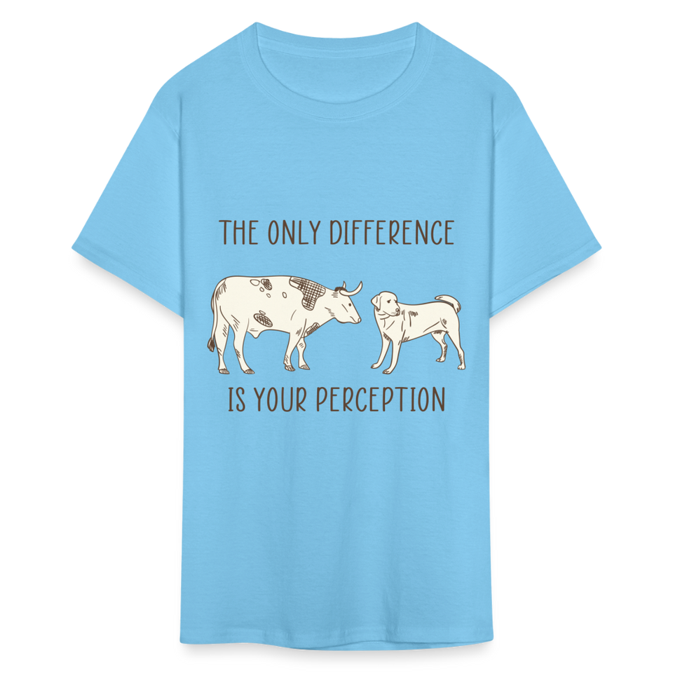The only difference is your perception shirt Vegetarian T-Shirt size S-6XL - aquatic blue