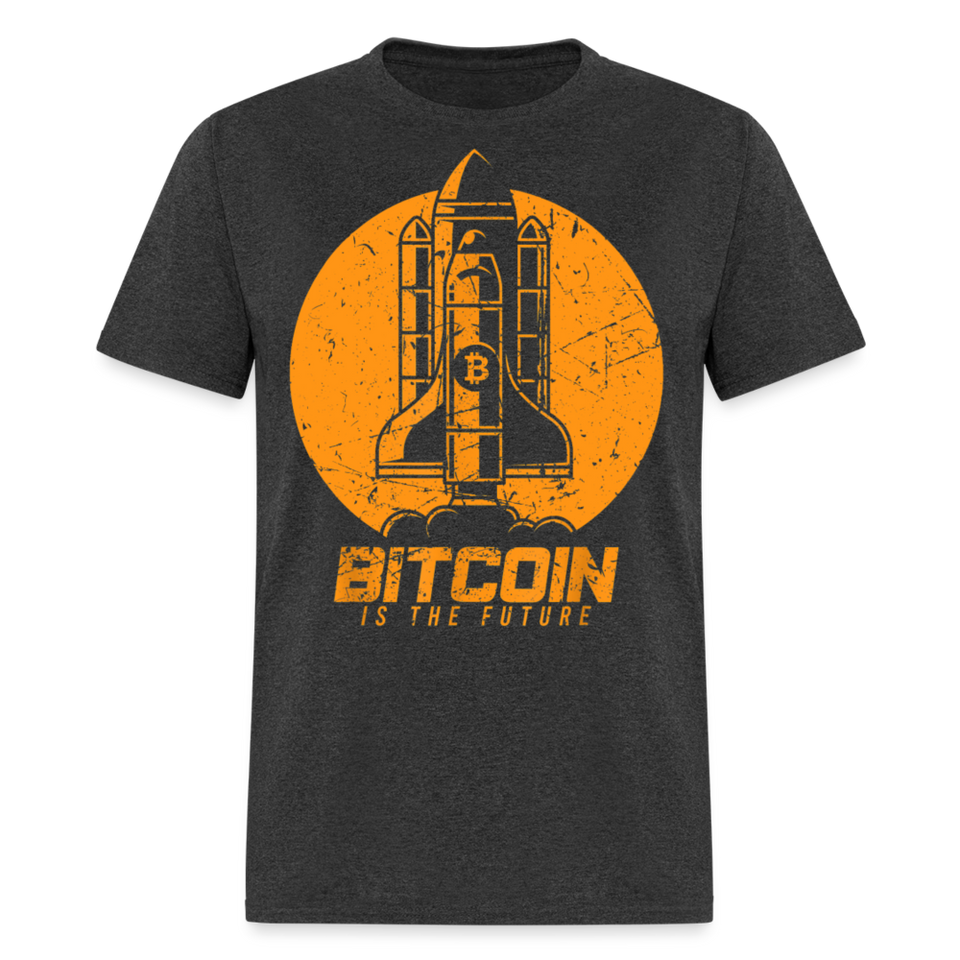 Bitcoin is The Future shirt BTC Spaceship Crypto Currency T-Shirt size S-6XL - heather black