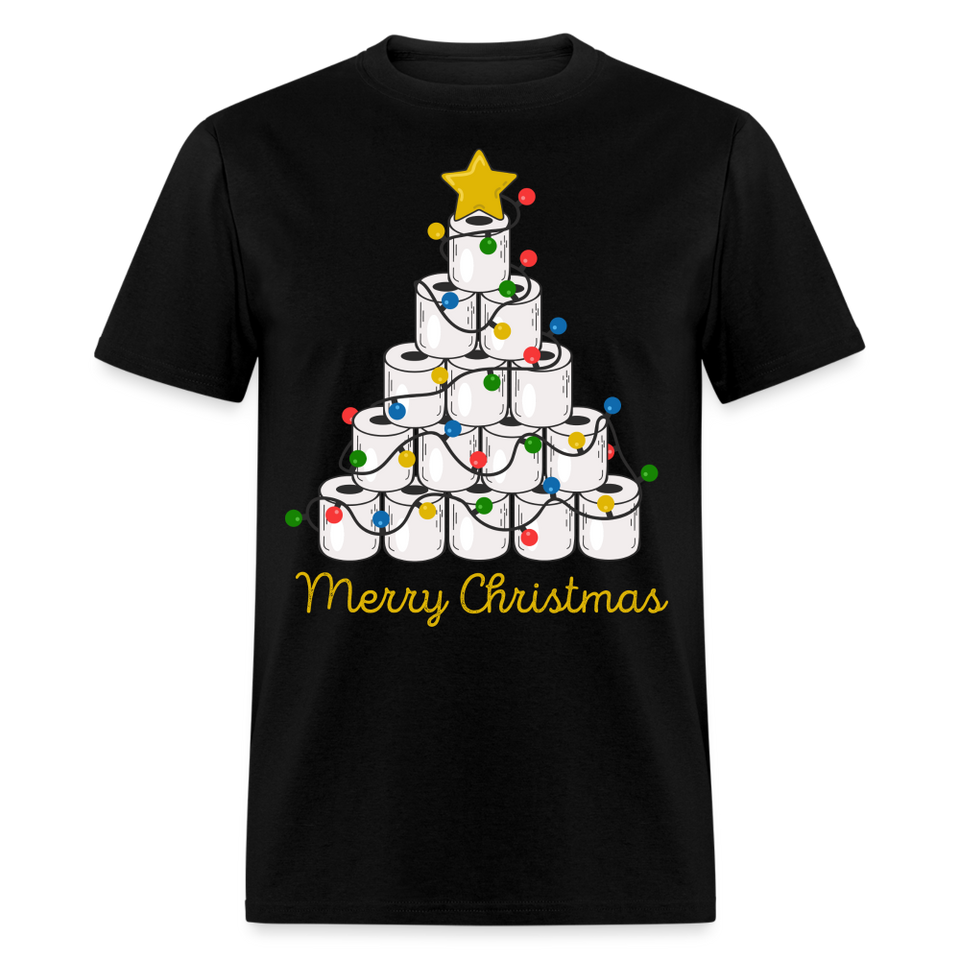 Funny Merry Quarantine Christmas Toilet Paper shirt Xmas Family T-Shirt - black